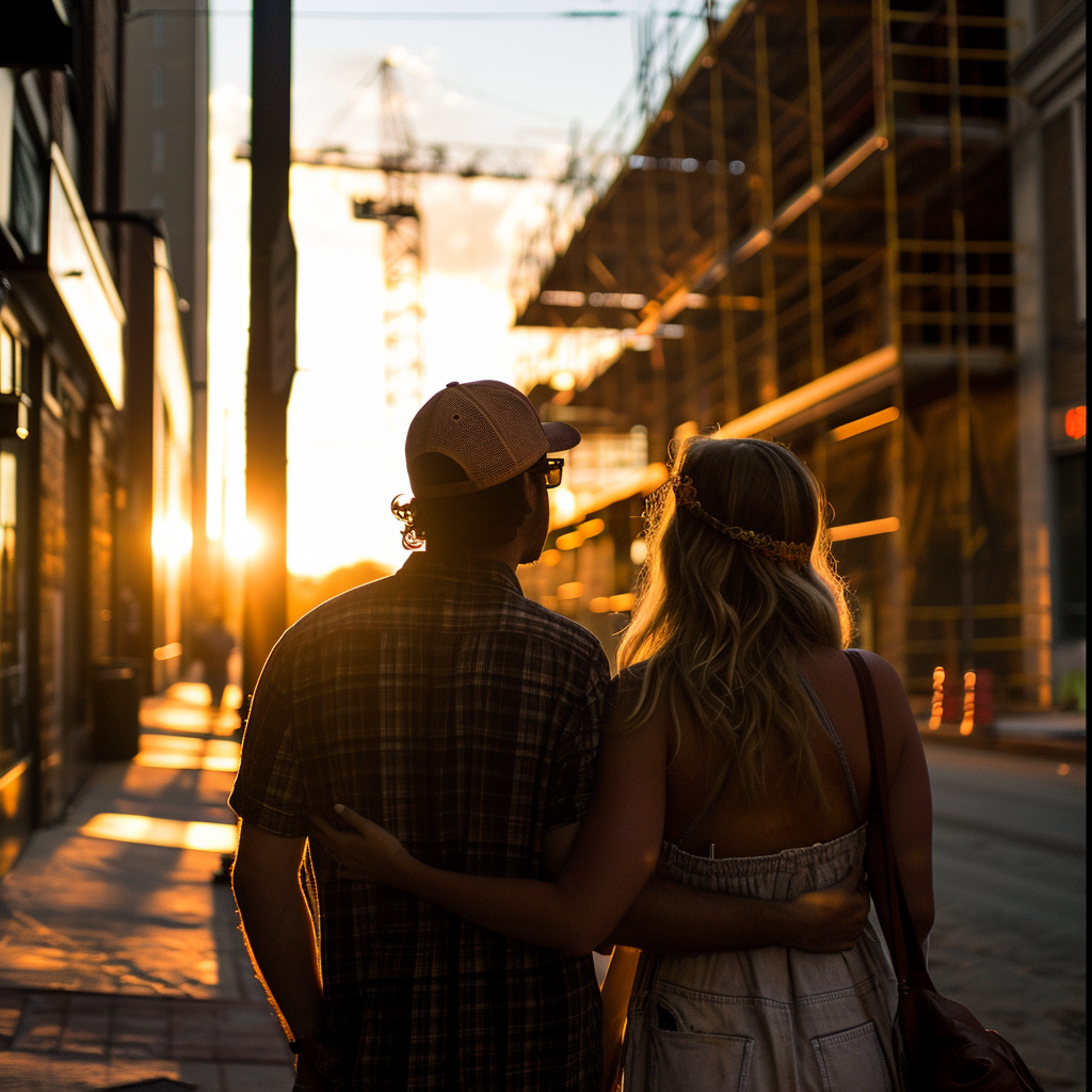 Couple regardant un chantier